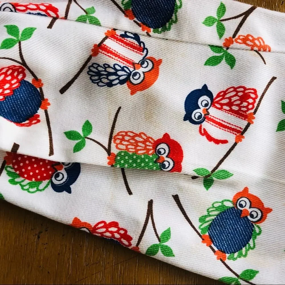 Vintage Owl Pattern Kid's 4T Pants Pajama Bottoms Colorful 70s 80s Cute Unisex